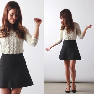 J Crew • Fluted Flared Skirt In Double Crepe black mini skater a-line